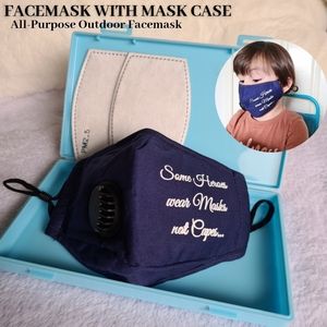 1Set Washable Navy Blue Kids Face Mask Vent Filter